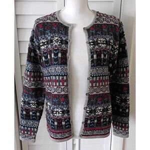 Talbot's women's vintage grey color palate‎ Lambswool blend cardigan S